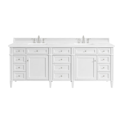 James Martin - Brittany 84" Double Vanity, Bright White w/ 3 CM White Zeus Top - 655-V84-BW-3WZ view 1