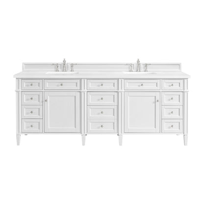 James Martin - Brittany 84" Double Vanity, Bright White w/ 3 CM White Zeus Top - 655-V84-BW-3WZ view 2