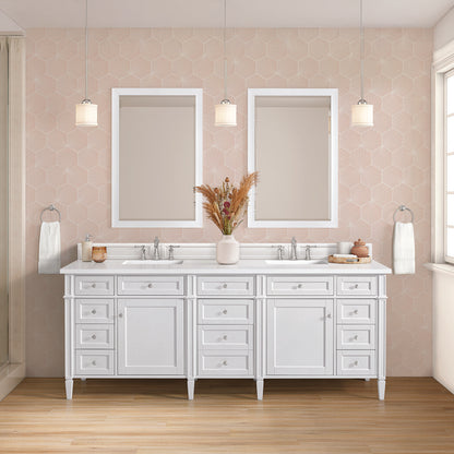James Martin - Brittany 84" Double Vanity, Bright White w/ 3 CM White Zeus Top - 655-V84-BW-3WZ view 6