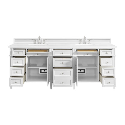 James Martin - Brittany 84" Double Vanity, Bright White w/ 3 CM White Zeus Top - 655-V84-BW-3WZ view 15