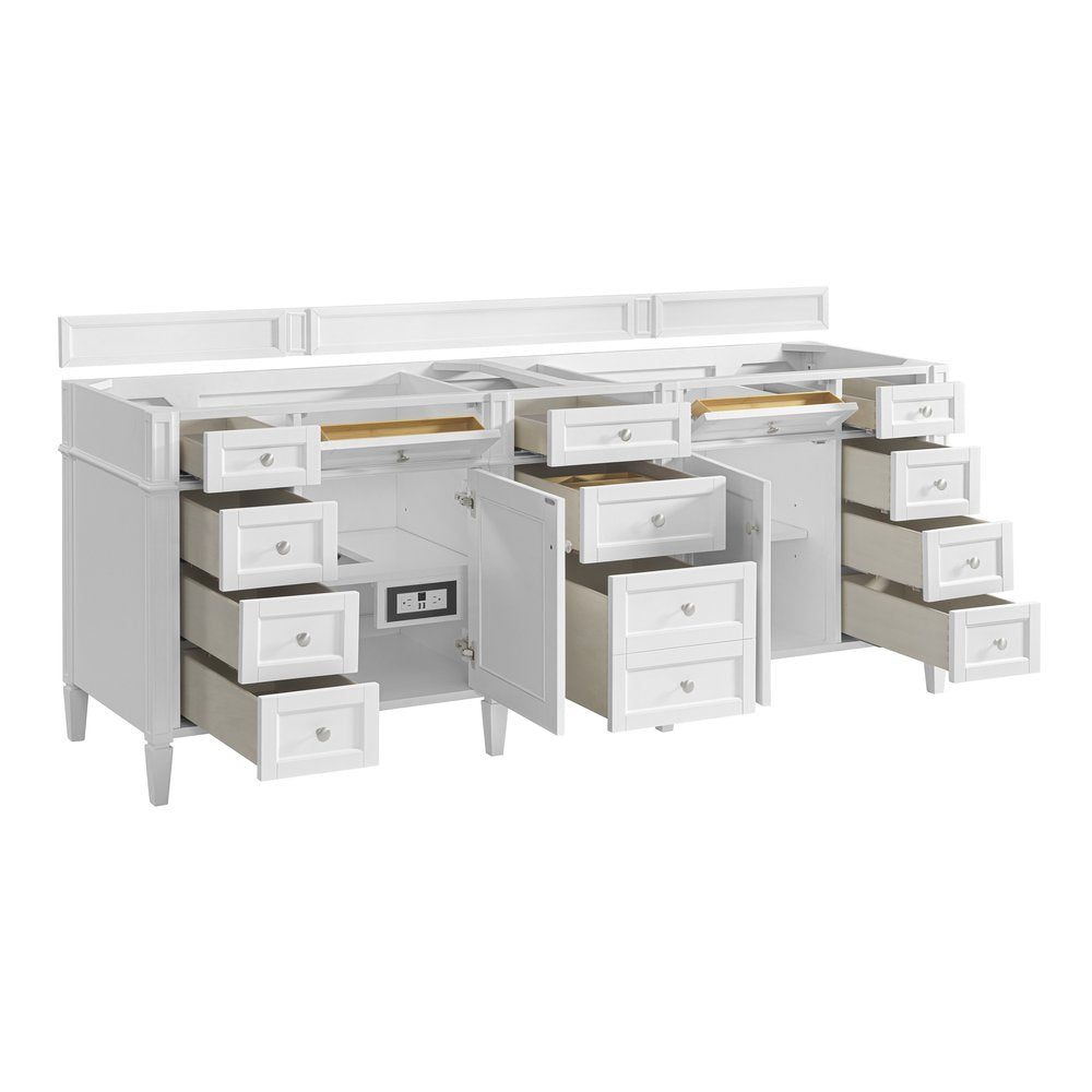 James Martin - Brittany 84" Double Vanity, Bright White w/ 3 CM White Zeus Top - 655-V84-BW-3WZ view 16