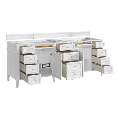 James Martin - Brittany 84" Double Vanity, Bright White w/ 3 CM White Zeus Top - 655-V84-BW-3WZ view 16