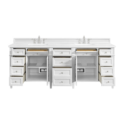 James Martin - Brittany 84" Double Vanity, Bright White w/ 3 CM White Zeus Top - 655-V84-BW-3WZ view 17