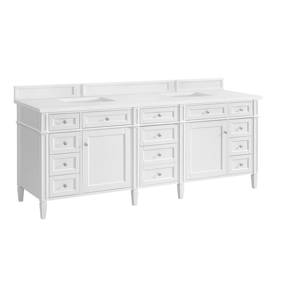 James Martin - Brittany 84" Double Vanity, Bright White w/ 3 CM White Zeus Top - 655-V84-BW-3WZ view 20