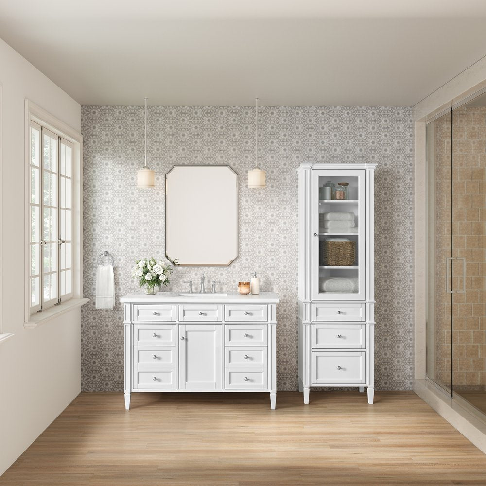 James Martin - Brittany Linen Cabinet, Bright White - 655-LC-BW view 3