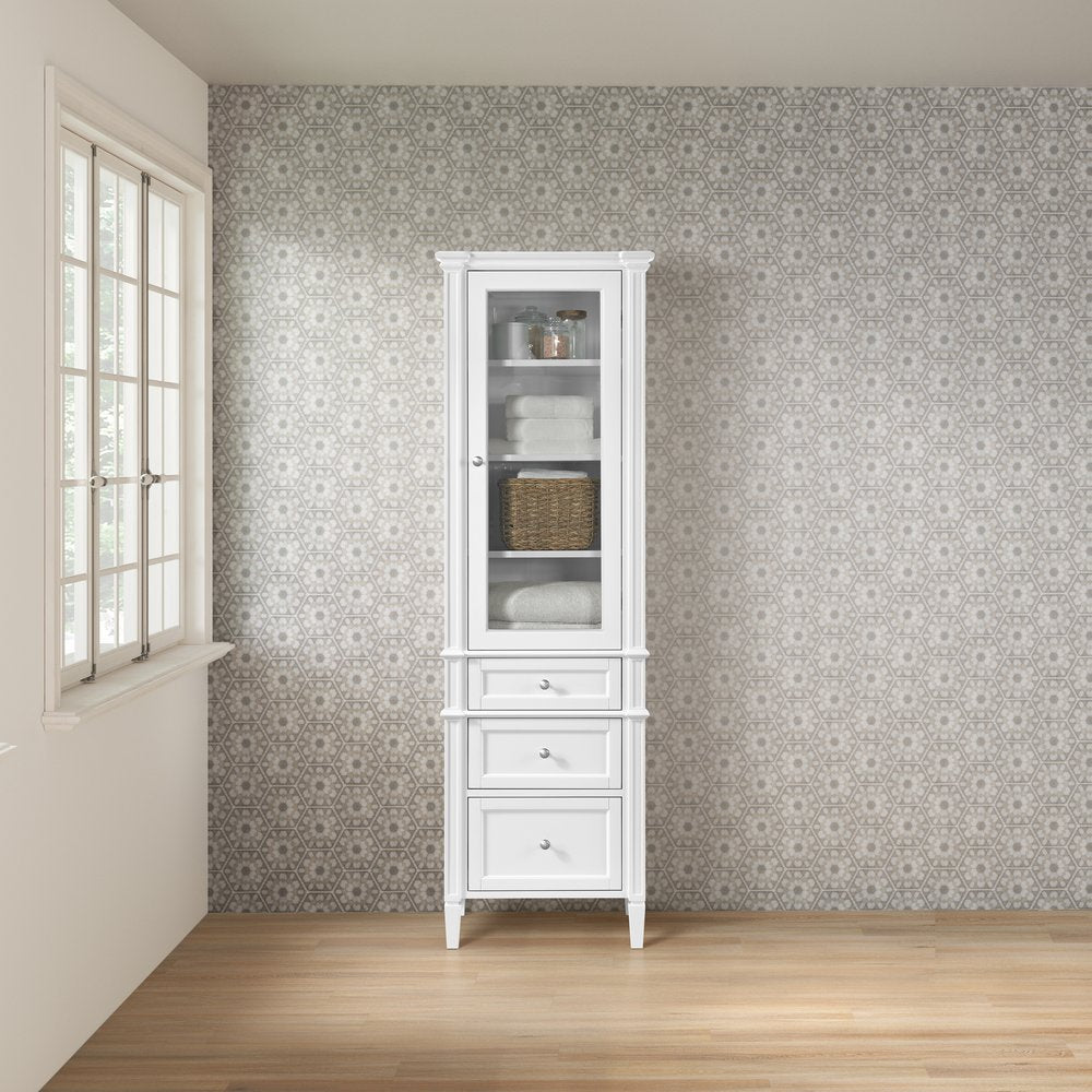 James Martin - Brittany Linen Cabinet, Bright White - 655-LC-BW view 4