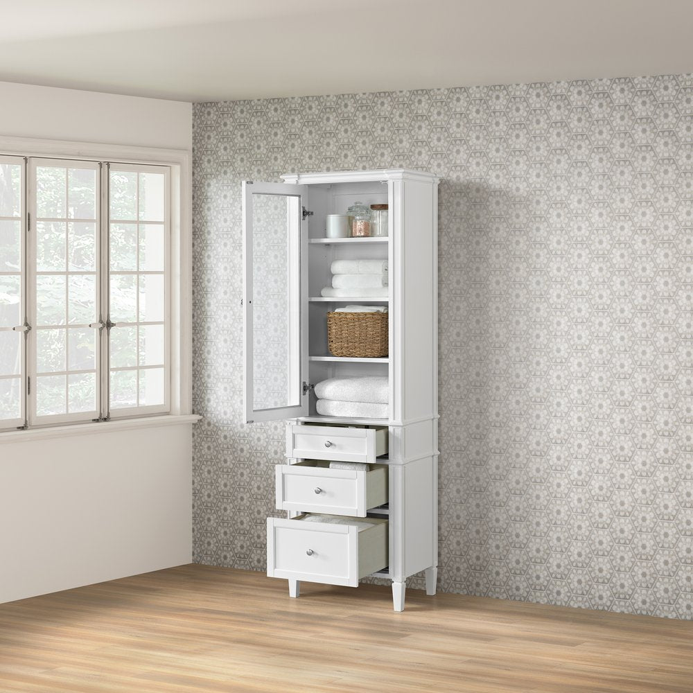 James Martin - Brittany Linen Cabinet, Bright White - 655-LC-BW view 7