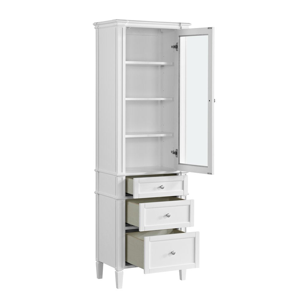 James Martin - Brittany Linen Cabinet, Bright White - 655-LC-BW view 8