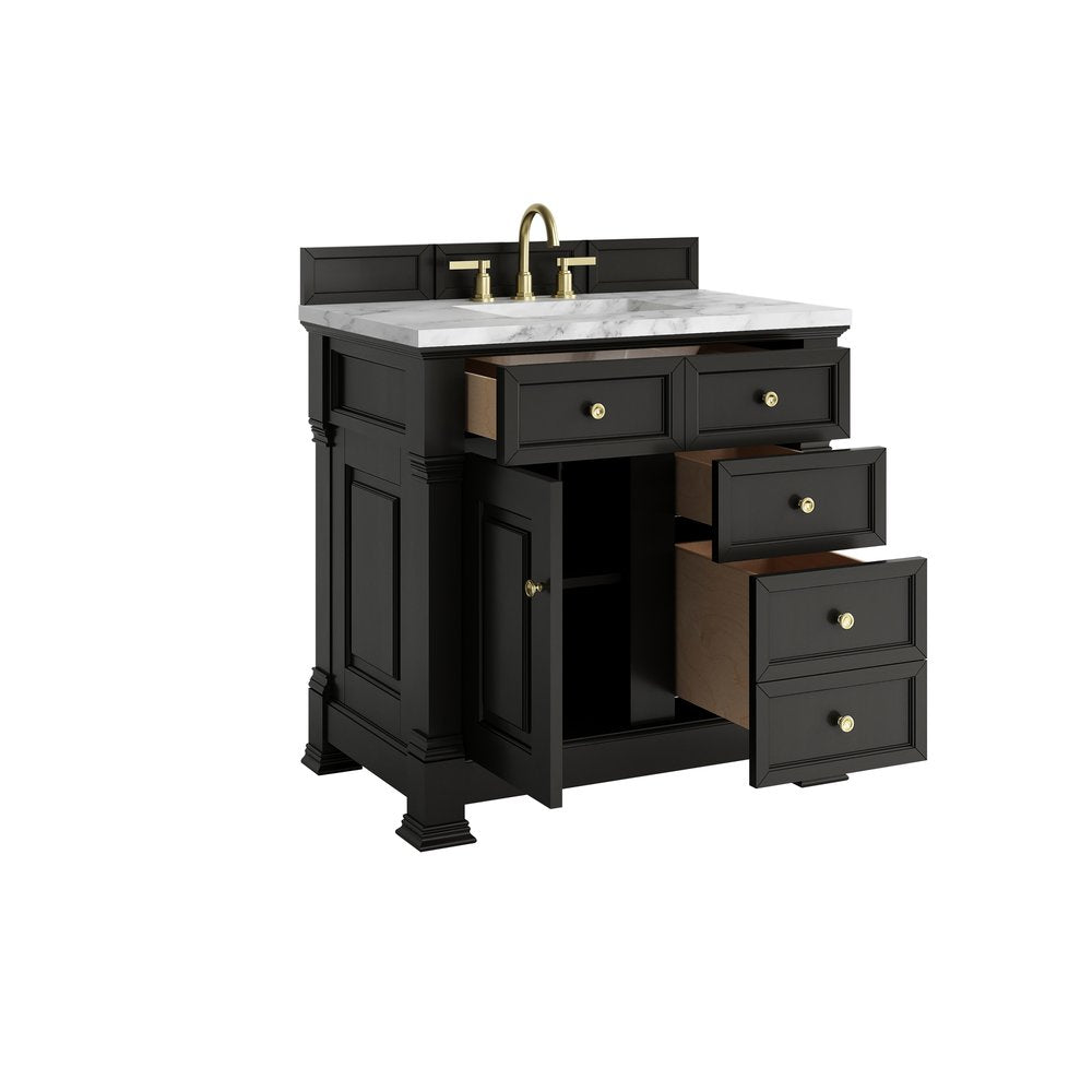 James Martin - Brookfield 36" Single Vanity, Black Onyx w/3 CM Carrara White Marble Top - 547-V36-BKO-3CAR view 8