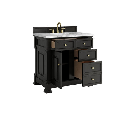 James Martin - Brookfield 36" Single Vanity, Black Onyx w/3 CM Carrara White Marble Top - 547-V36-BKO-3CAR view 8