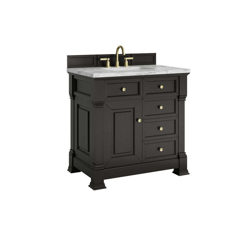 James Martin - Brookfield 36" Single Vanity, Black Onyx w/3 CM Carrara White Marble Top - 547-V36-BKO-3CAR view 10