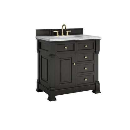 James Martin - Brookfield 36" Single Vanity, Black Onyx w/3 CM Carrara White Marble Top - 547-V36-BKO-3CAR view 10