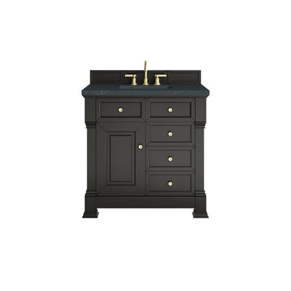 James Martin - Brookfield 36" Single Vanity, Black Onyx w/3 CM Charcoal Soapstone Silestone Top - 547-V36-BKO-3CSP view 1