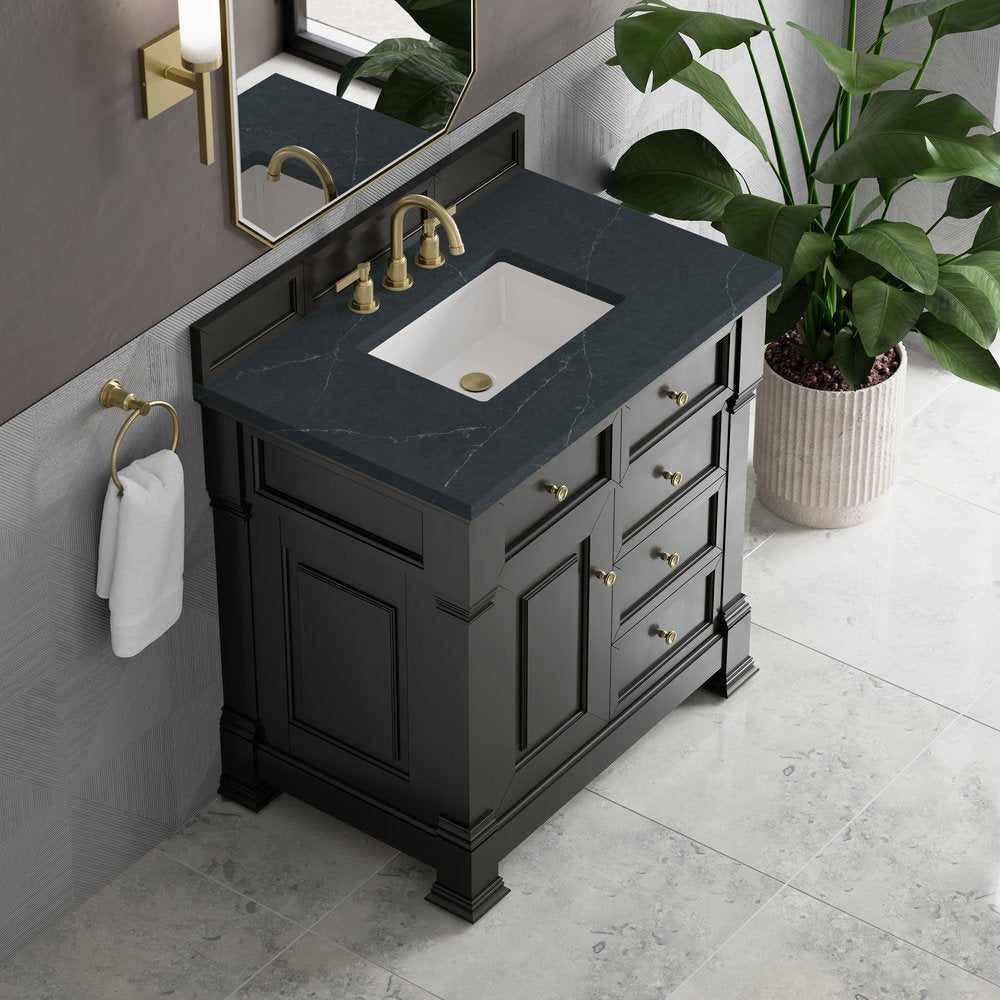 James Martin - Brookfield 36" Single Vanity, Black Onyx w/3 CM Charcoal Soapstone Silestone Top - 547-V36-BKO-3CSP view 7