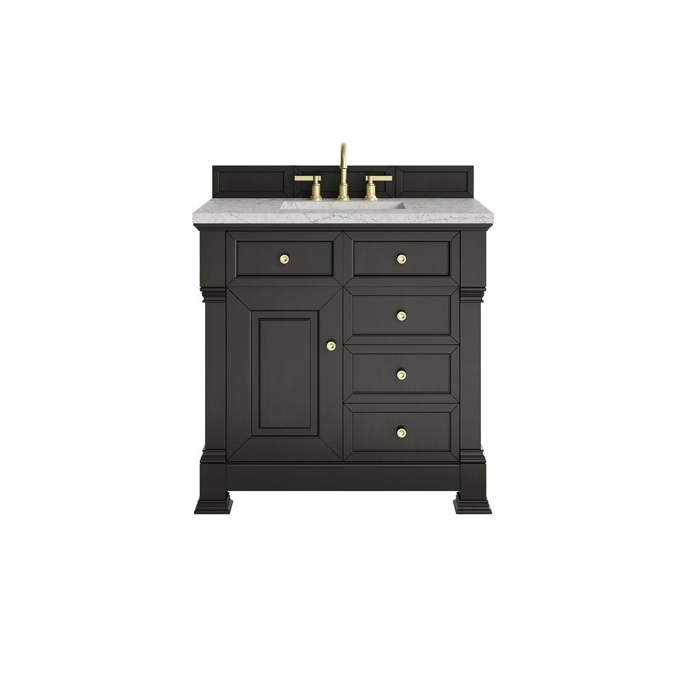 James Martin - Brookfield 36" Single Vanity, Black Onyx w/ 3 CM Eternal Jasmine Pearl Silestone Top - 547-V36-BKO-3EJP view 1