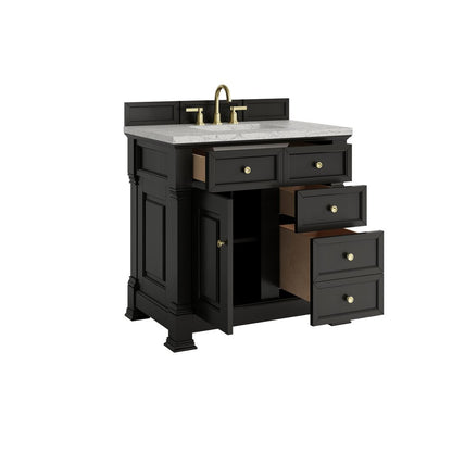 James Martin - Brookfield 36" Single Vanity, Black Onyx w/ 3 CM Eternal Jasmine Pearl Silestone Top - 547-V36-BKO-3EJP view 8
