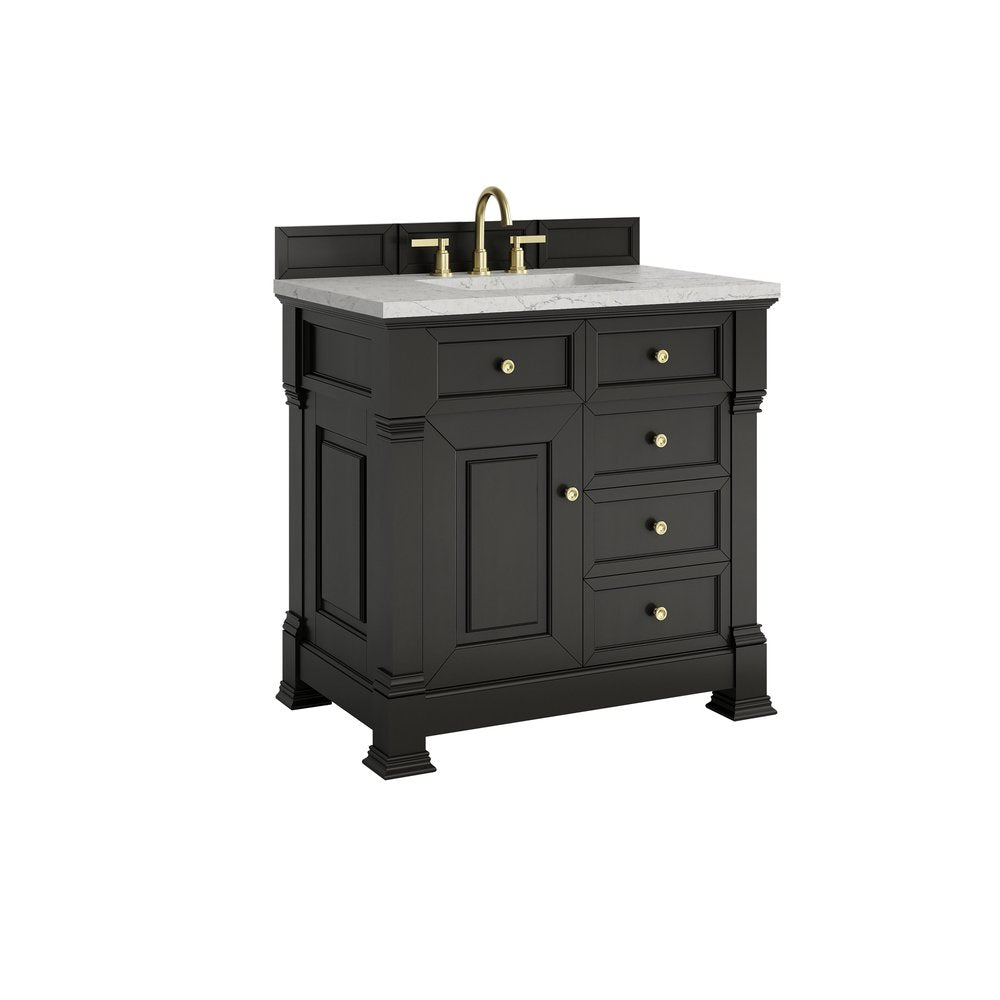 James Martin - Brookfield 36" Single Vanity, Black Onyx w/ 3 CM Eternal Jasmine Pearl Silestone Top - 547-V36-BKO-3EJP view 10
