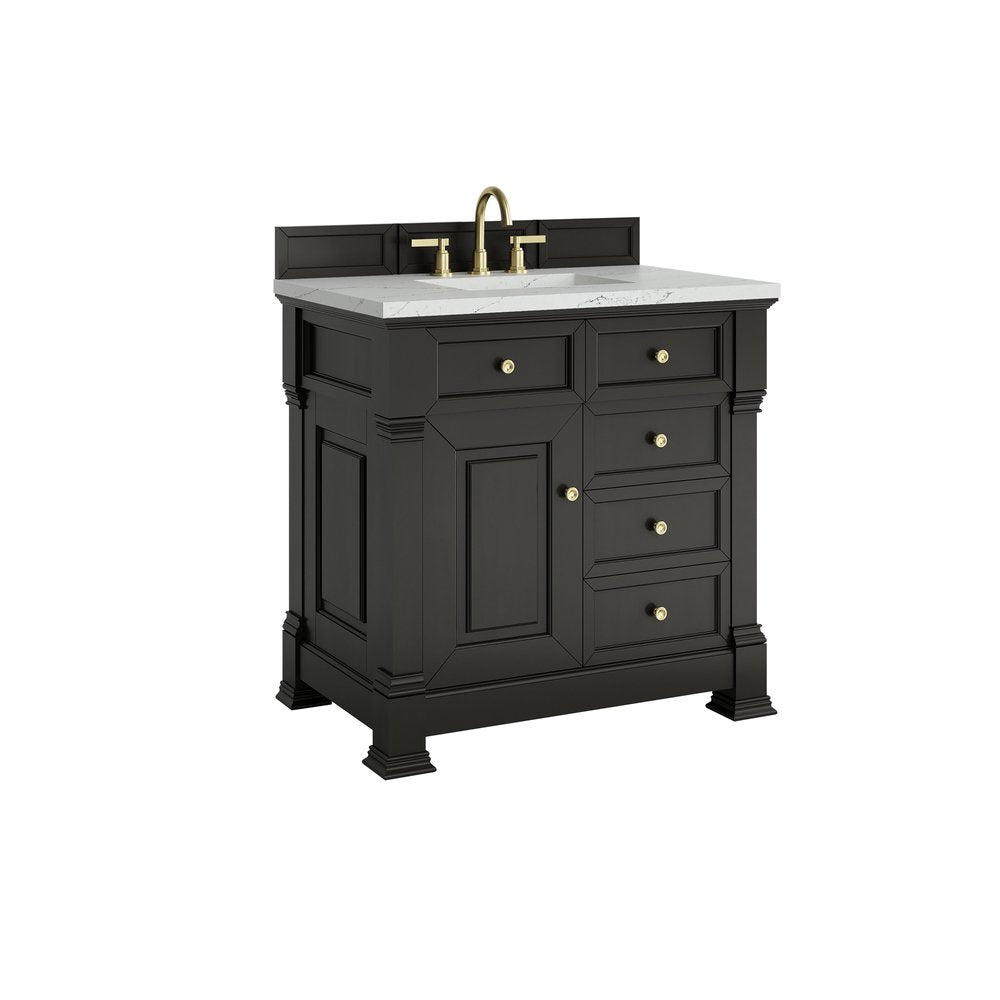 James Martin - Brookfield 36" Single Vanity, Black Onyx w/ 3 CM Ethereal Noctis Silestone Top - 547-V36-BKO-3ENC view 10