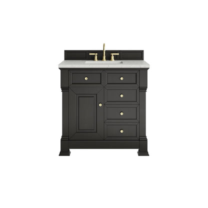 James Martin - Brookfield 36" Single Vanity, Black Onyx w/ 3 CM Lime Delight Silestone Top - 547-V36-BKO-3LDL view 1
