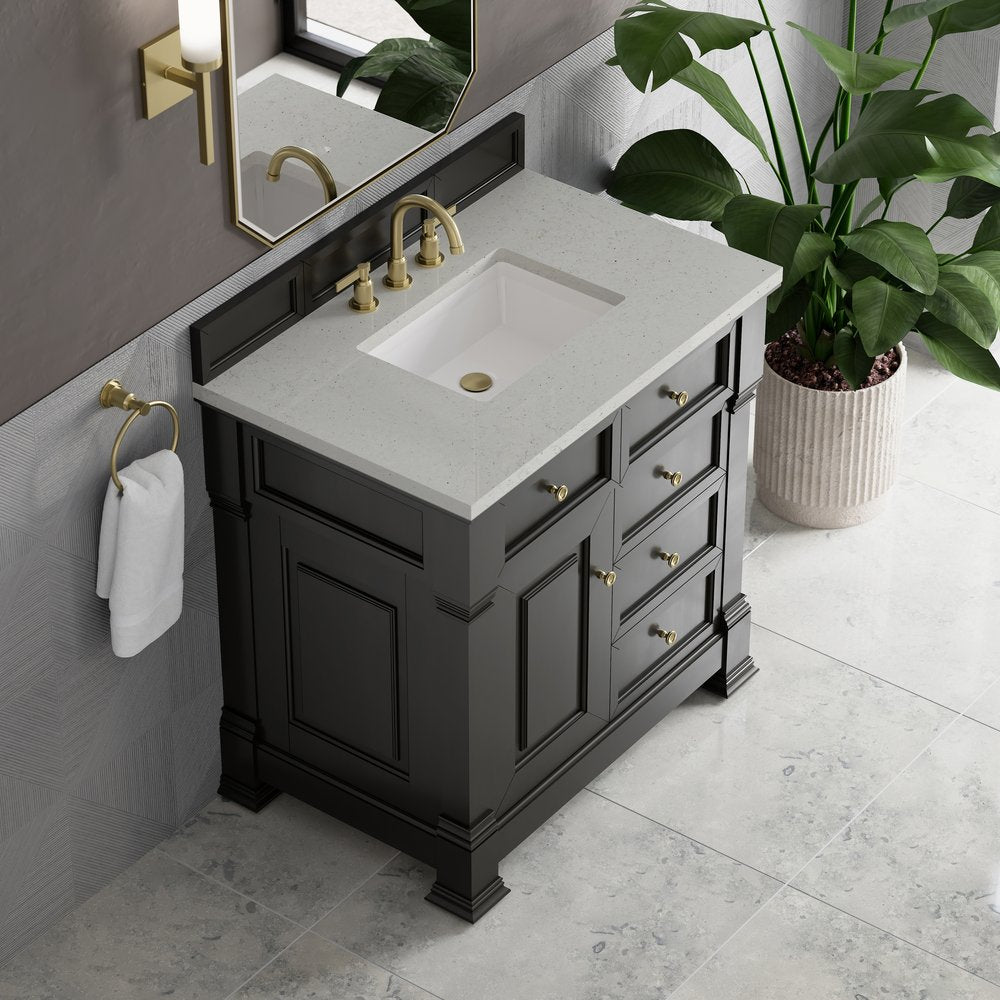 James Martin - Brookfield 36" Single Vanity, Black Onyx w/ 3 CM Lime Delight Silestone Top - 547-V36-BKO-3LDL view 7