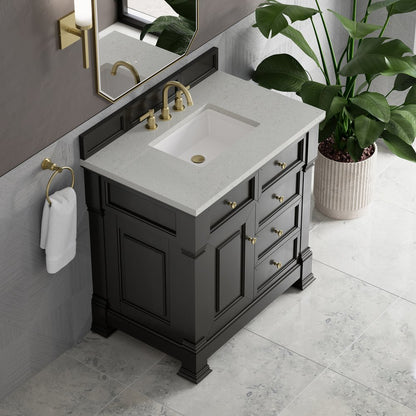 James Martin - Brookfield 36" Single Vanity, Black Onyx w/ 3 CM Lime Delight Silestone Top - 547-V36-BKO-3LDL view 7