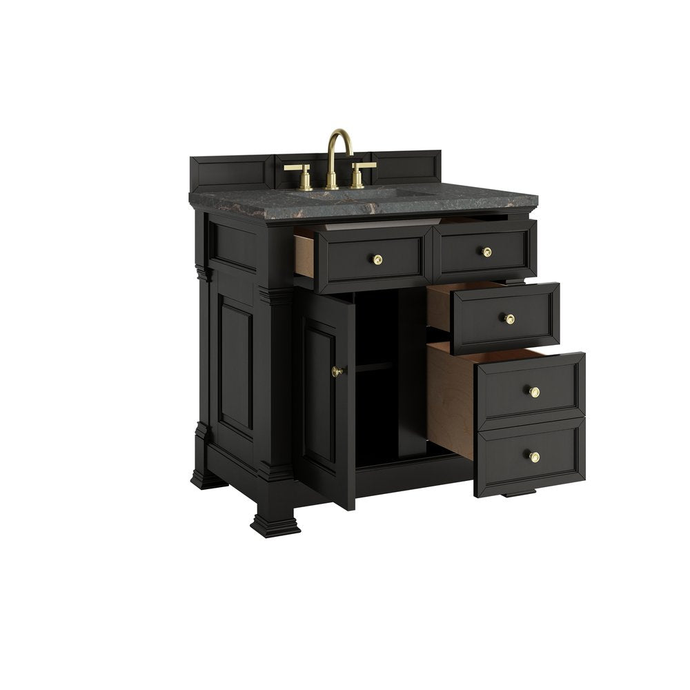 James Martin - Brookfield 36" Single Vanity, Black Onyx w/ 3 CM Parisien Bleu Silestone Top - 547-V36-BKO-3PBL view 8