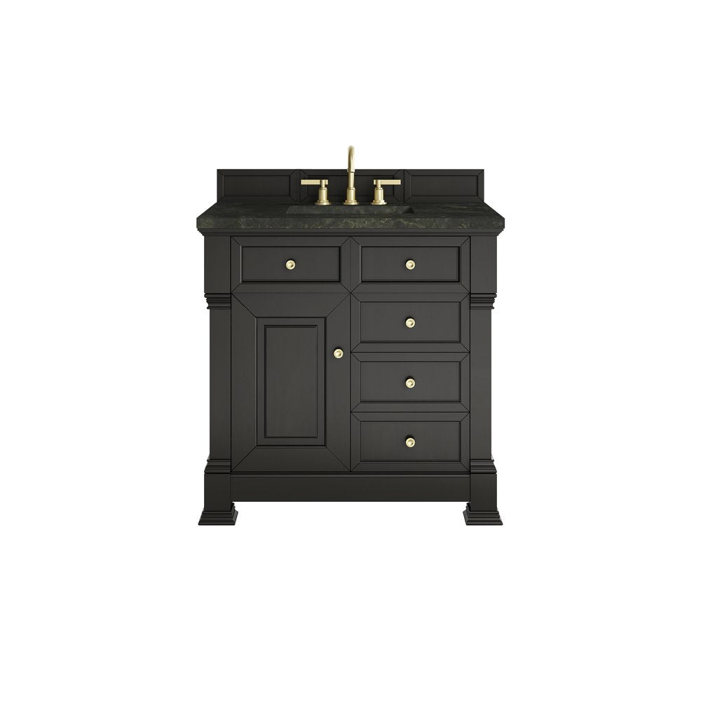 James Martin - Brookfield 36" Single Vanity, Black Onyx, w/ 3 CM Phantome Eclos Top - 547-V36-BKO-3PHT view 1