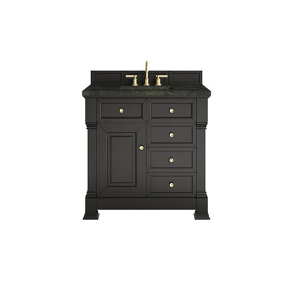 James Martin - Brookfield 36" Single Vanity, Black Onyx, w/ 3 CM Phantome Eclos Top - 547-V36-BKO-3PHT view 1