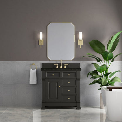 James Martin - Brookfield 36" Single Vanity, Black Onyx, w/ 3 CM Phantome Eclos Top - 547-V36-BKO-3PHT view 3