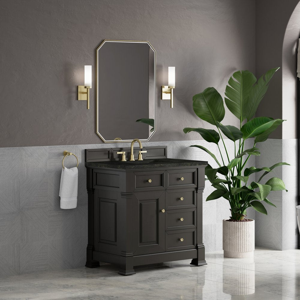 James Martin - Brookfield 36" Single Vanity, Black Onyx, w/ 3 CM Phantome Eclos Top - 547-V36-BKO-3PHT view 4