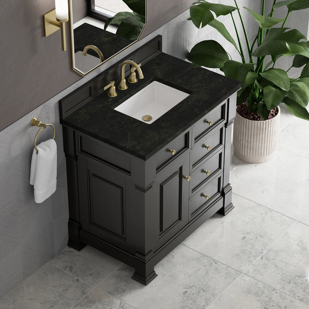 James Martin - Brookfield 36" Single Vanity, Black Onyx, w/ 3 CM Phantome Eclos Top - 547-V36-BKO-3PHT view 7