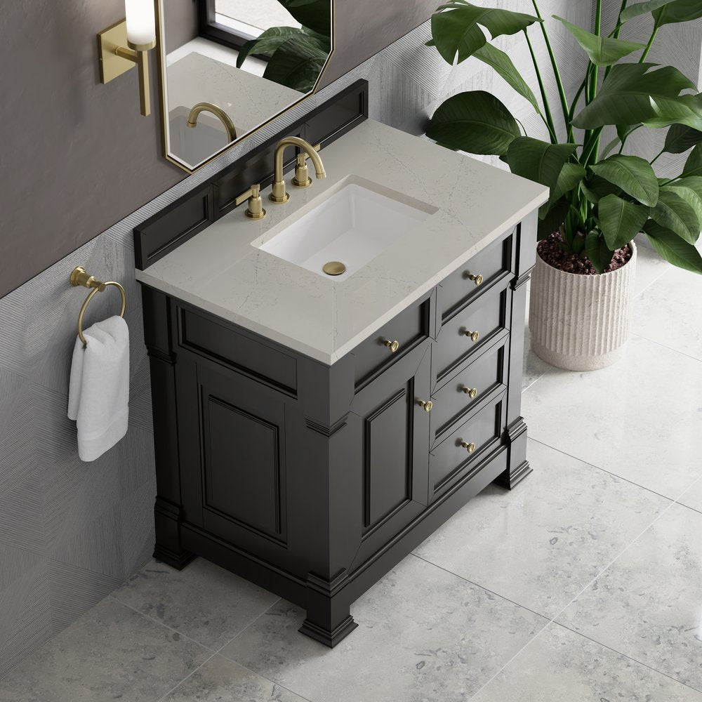 James Martin - Brookfield 36" Single Vanity, Black Onyx, w/ 3 CM Siberian Silestone Top - 547-V36-BKO-3SFR view 7