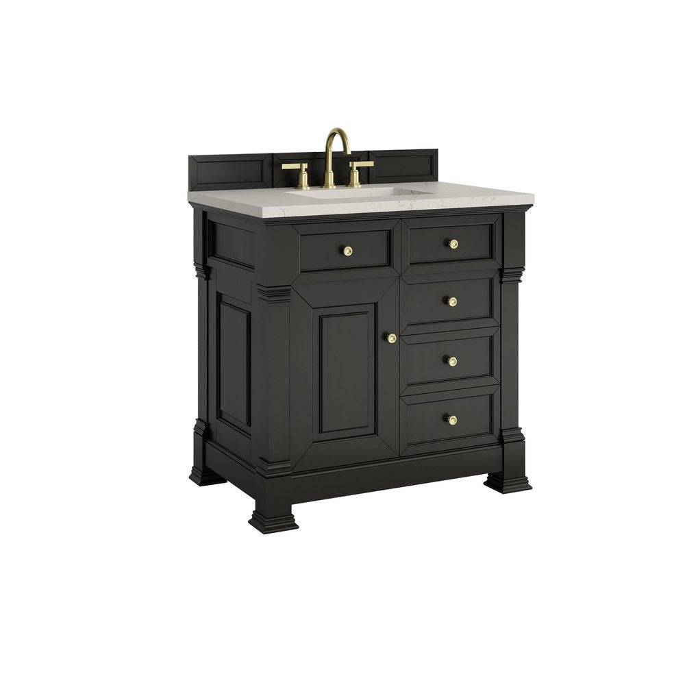 James Martin - Brookfield 36" Single Vanity, Black Onyx, w/ 3 CM Siberian Silestone Top - 547-V36-BKO-3SFR view 9
