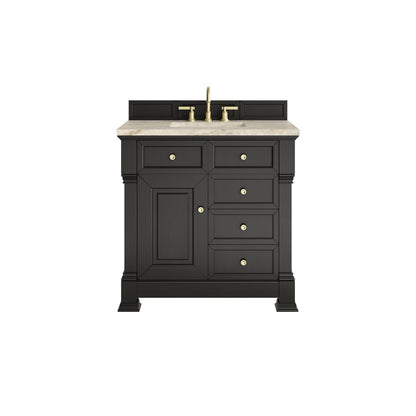 James Martin - Brookfield 36" Single Vanity, Black Onyx, w/ 3 CM Tajnar Eclos Top - 547-V36-BKO-3TJR view 1