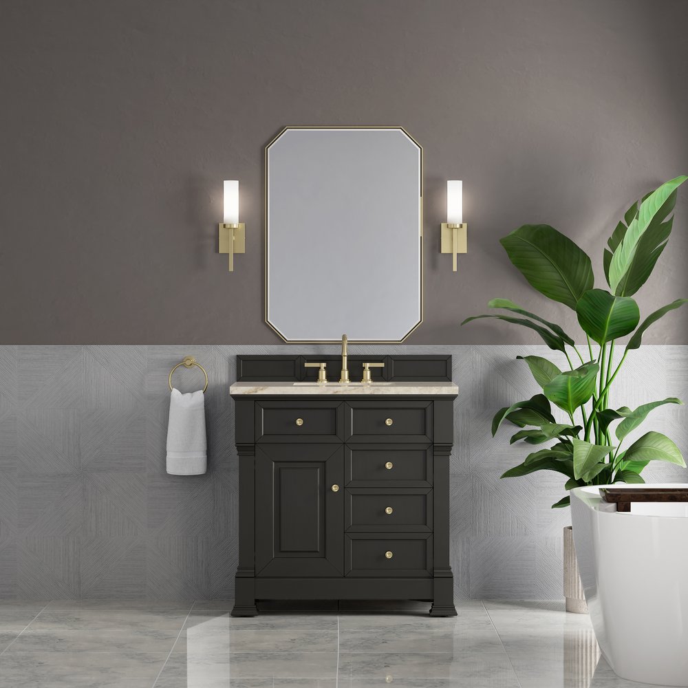 James Martin - Brookfield 36" Single Vanity, Black Onyx, w/ 3 CM Tajnar Eclos Top - 547-V36-BKO-3TJR view 3