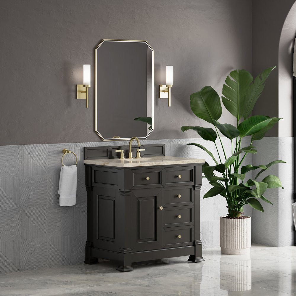 James Martin - Brookfield 36" Single Vanity, Black Onyx, w/ 3 CM Tajnar Eclos Top - 547-V36-BKO-3TJR view 4