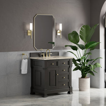 James Martin - Brookfield 36" Single Vanity, Black Onyx, w/ 3 CM Tajnar Eclos Top - 547-V36-BKO-3TJR view 4