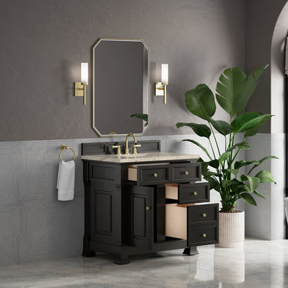 James Martin - Brookfield 36" Single Vanity, Black Onyx, w/ 3 CM Tajnar Eclos Top - 547-V36-BKO-3TJR view 5