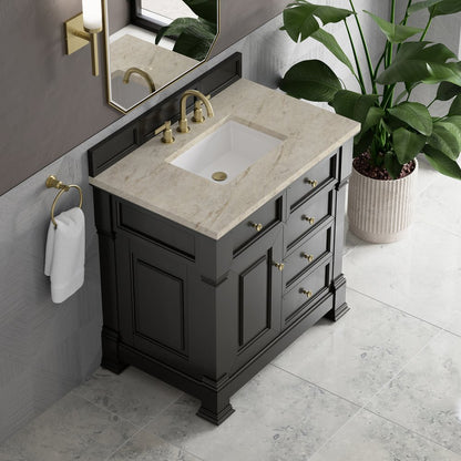 James Martin - Brookfield 36" Single Vanity, Black Onyx, w/ 3 CM Tajnar Eclos Top - 547-V36-BKO-3TJR view 7