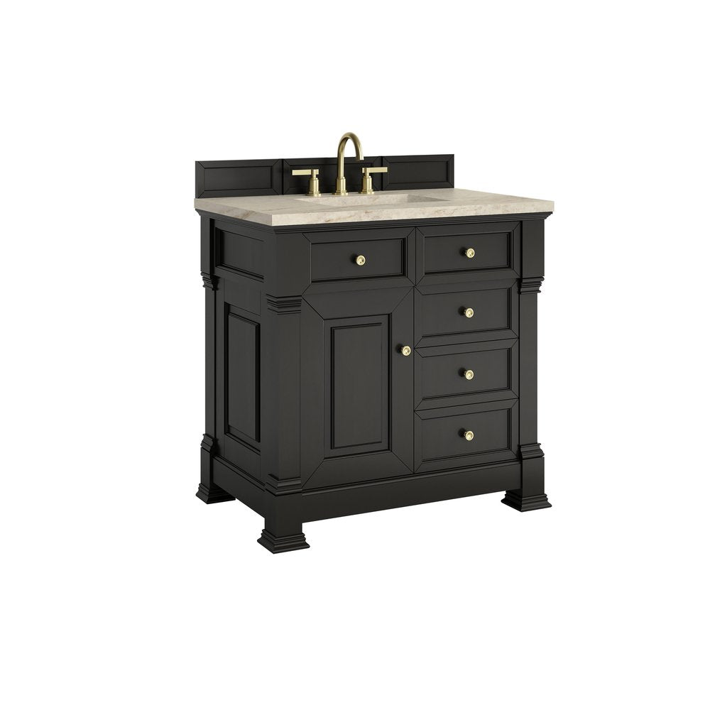 James Martin - Brookfield 36" Single Vanity, Black Onyx, w/ 3 CM Tajnar Eclos Top - 547-V36-BKO-3TJR view 9