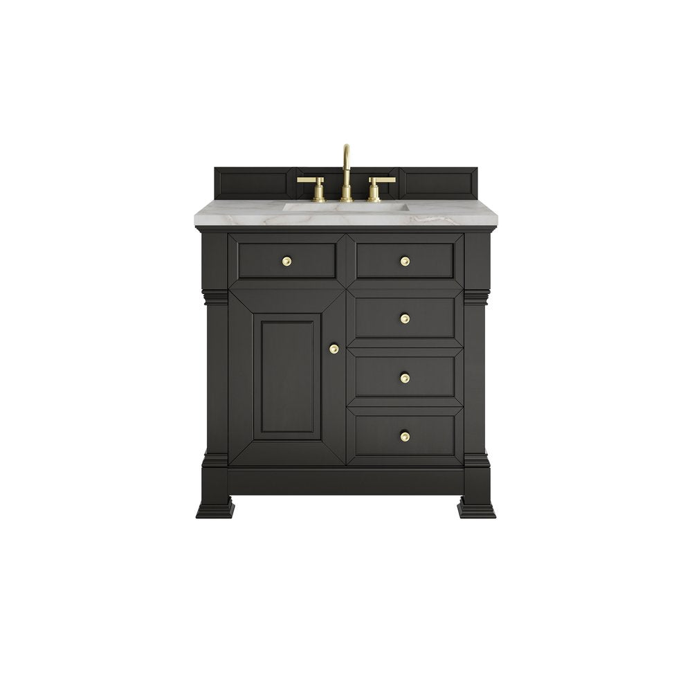 James Martin - Brookfield 36" Single Vanity, Black Onyx w/ 3 CM Victorian Silver Silestone Top - 547-V36-BKO-3VSL view 1