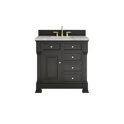 James Martin - Brookfield 36" Single Vanity, Black Onyx w/ 3 CM Victorian Silver Silestone Top - 547-V36-BKO-3VSL view 1