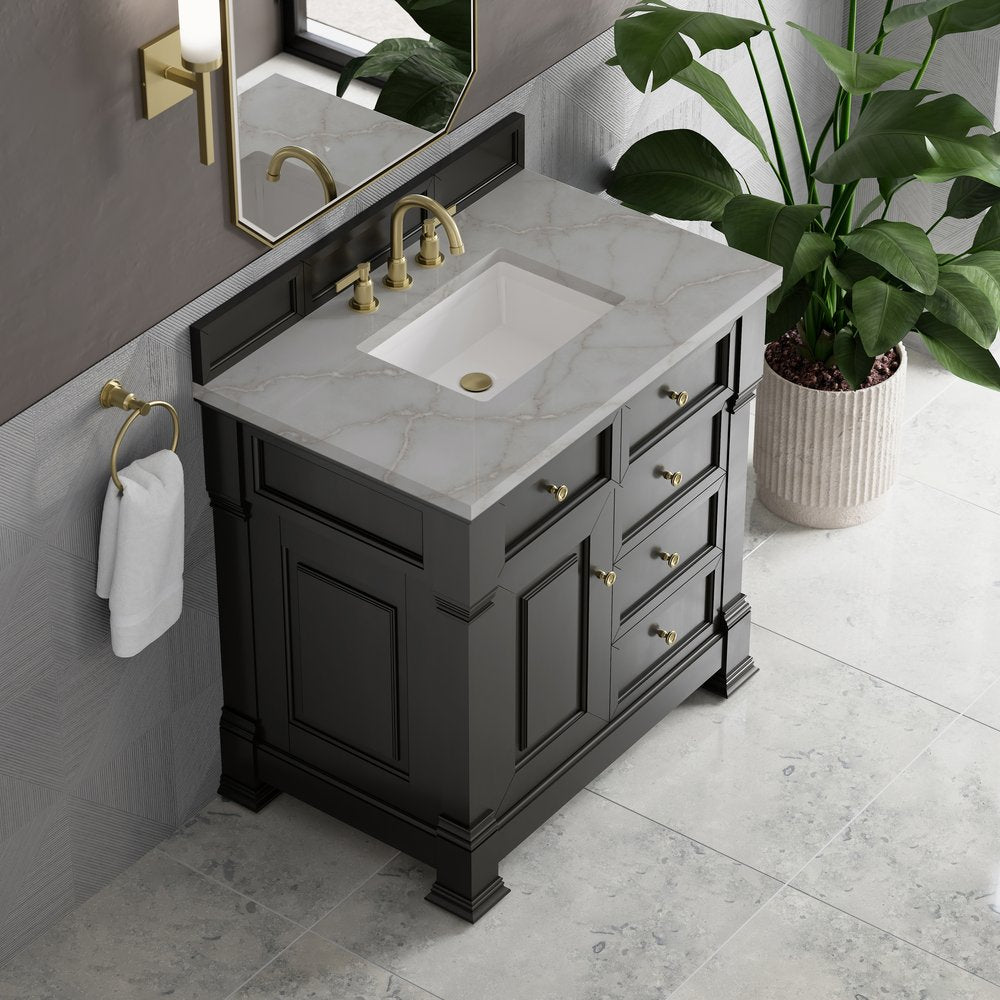 James Martin - Brookfield 36" Single Vanity, Black Onyx w/ 3 CM Victorian Silver Silestone Top - 547-V36-BKO-3VSL view 7