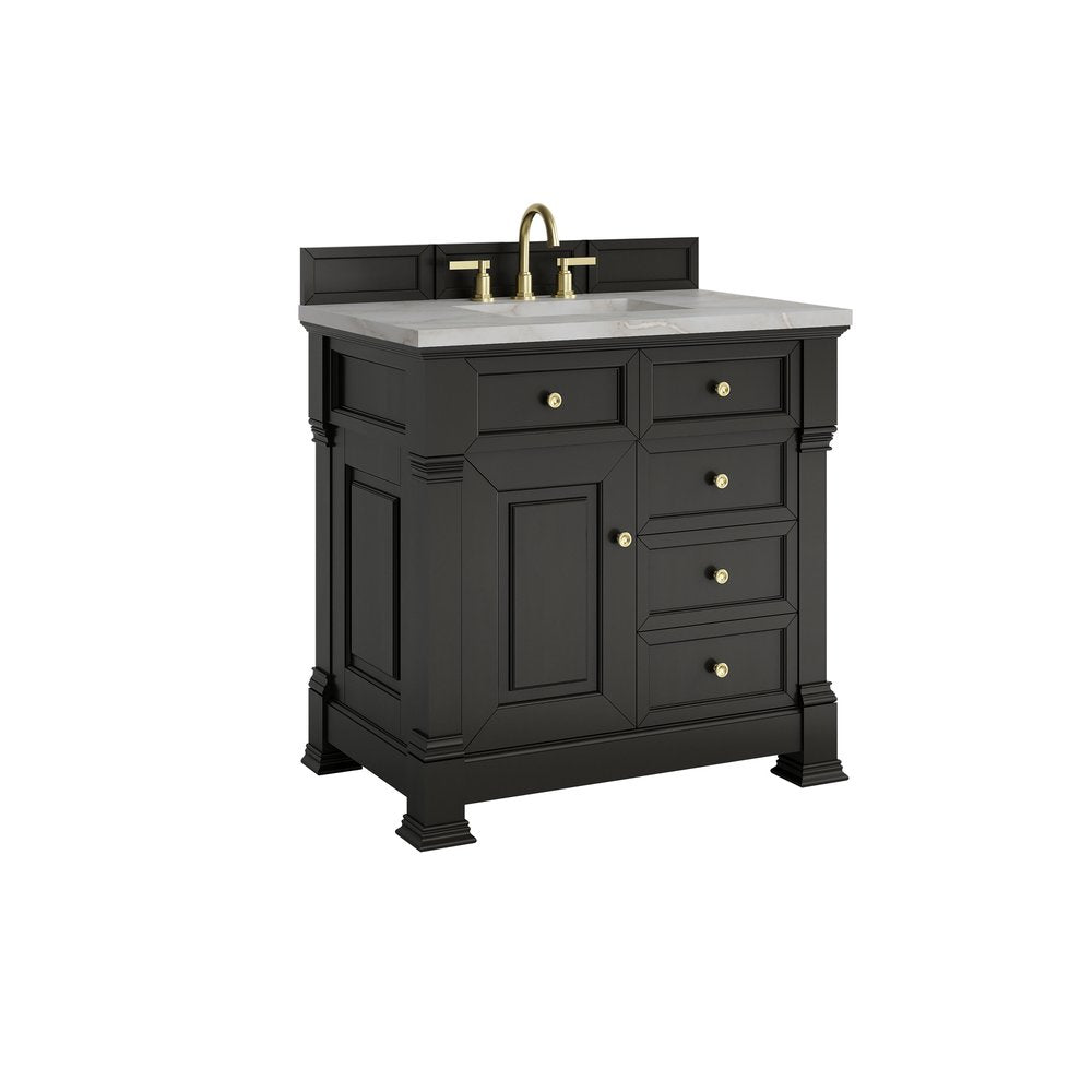 James Martin - Brookfield 36" Single Vanity, Black Onyx w/ 3 CM Victorian Silver Silestone Top - 547-V36-BKO-3VSL view 10