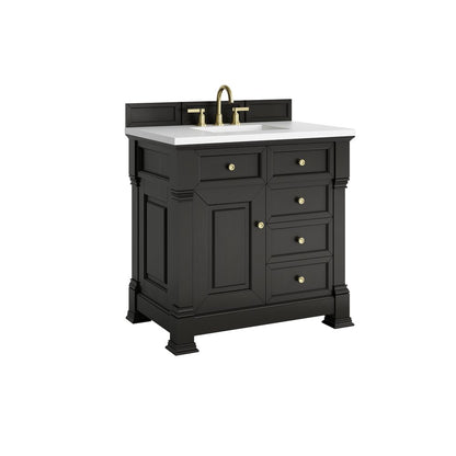 James Martin - Brookfield 36" Single Vanity, Black Onyx,  w/ 3 CM White Zeus Silestone Top - 547-V36-BKO-3WZ view 10