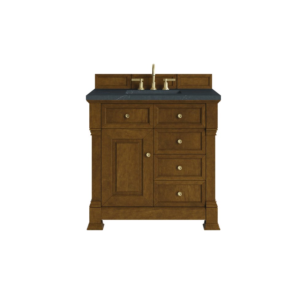 James Martin - Brookfield 36" Single Vanity, Honey Oak w/ 3 CM Charcoal Soapstone Silestone Top - 547-V36-HNO-3CSP view 1