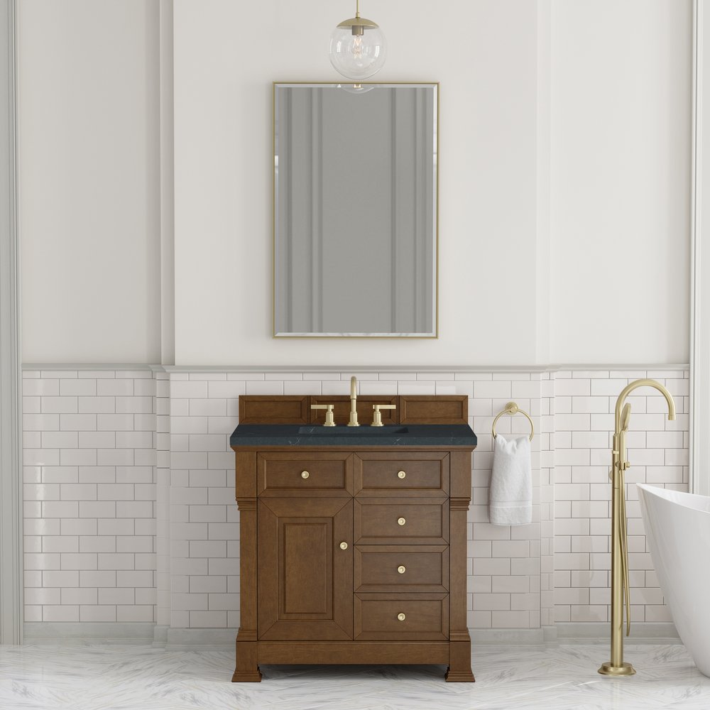 James Martin - Brookfield 36" Single Vanity, Honey Oak w/ 3 CM Charcoal Soapstone Silestone Top - 547-V36-HNO-3CSP view 3