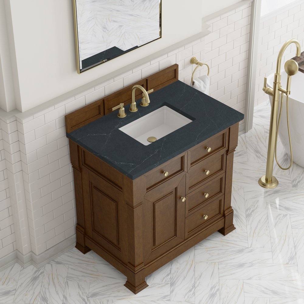 James Martin - Brookfield 36" Single Vanity, Honey Oak w/ 3 CM Charcoal Soapstone Silestone Top - 547-V36-HNO-3CSP view 7