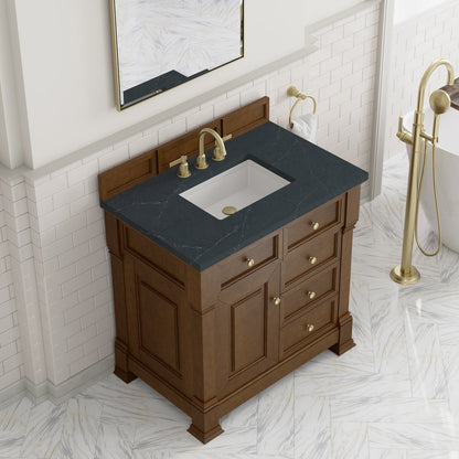 James Martin - Brookfield 36" Single Vanity, Honey Oak w/ 3 CM Charcoal Soapstone Silestone Top - 547-V36-HNO-3CSP view 7