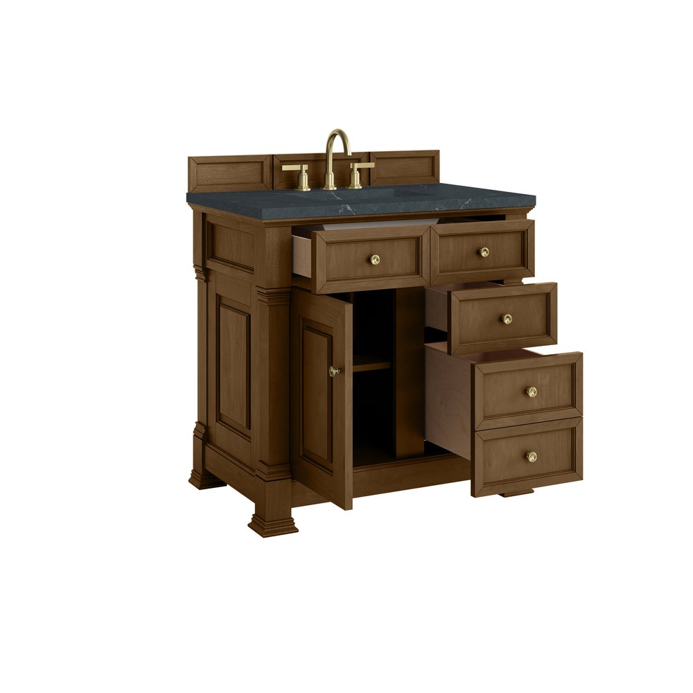 James Martin - Brookfield 36" Single Vanity, Honey Oak w/ 3 CM Charcoal Soapstone Silestone Top - 547-V36-HNO-3CSP view 8